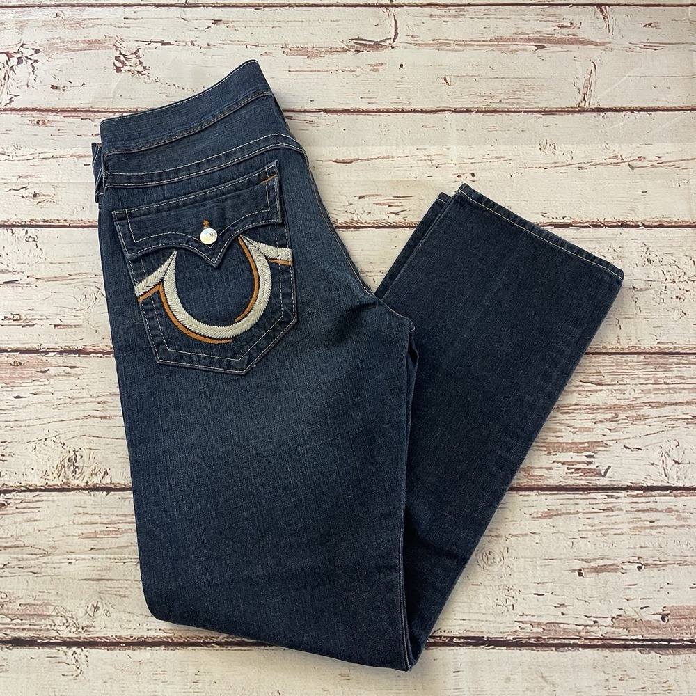 True Religion Mens‎ Original Slim Denim Blue Jeans Size 36x34 Made In USA